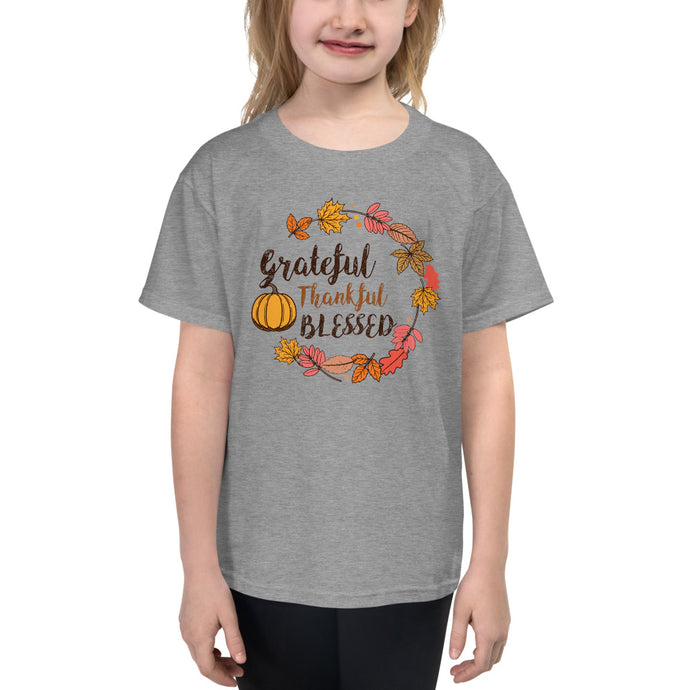 Grateful, Thankful, Blessed -  Youth Short Sleeve T-Shirt