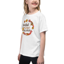 Load image into Gallery viewer, Grateful, Thankful, Blessed -  Youth Short Sleeve T-Shirt