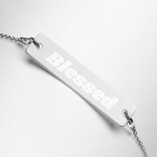 Load image into Gallery viewer, &quot;Blessed&quot; - Engraved Silver Bar Chain Bracelet